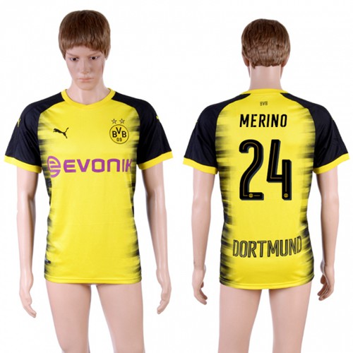 Dortmund #24 Merino Yellow Soccer Club Jersey